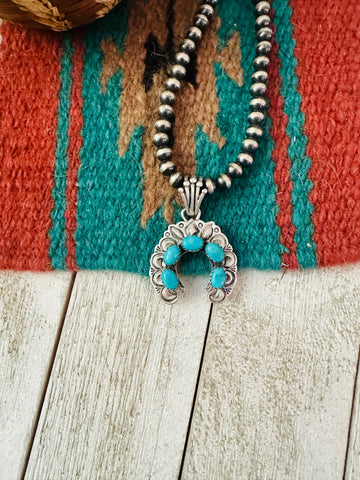 Navajo Turquoise & Sterling Silver Naja Pendant