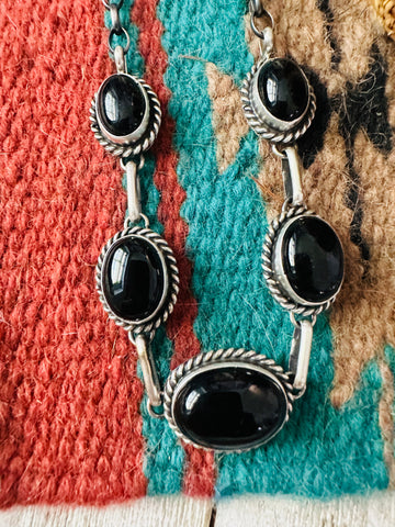 Navajo Black Onyx & Sterling Silver Necklace