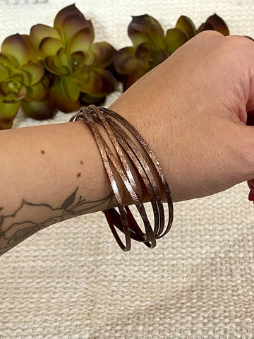 Vintage Handmade Copper Stacked Bangle Bracelet