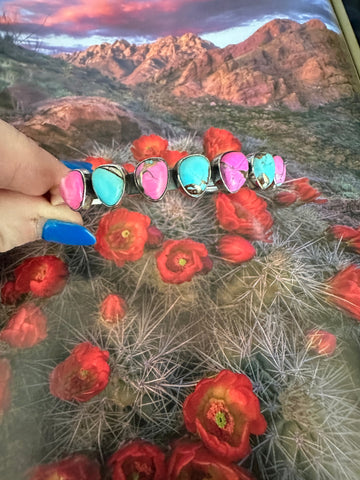 Handmade Cotton Candy & Sterling Silver Cuff Bracelet