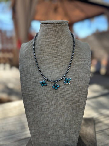 Beautiful Handmade Beaded Sterling Silver & Turquoise Necklace