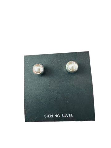 Navajo Sterling Silver Pearl Stud Earrings 6mm