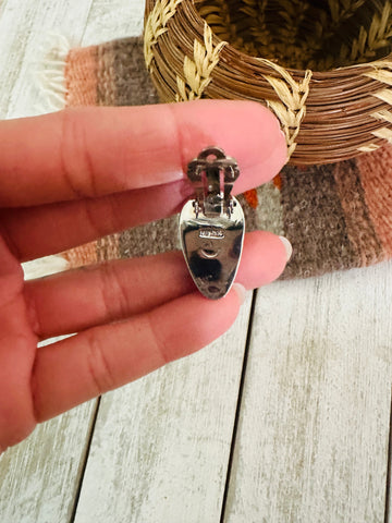 Navajo Rhodochrosite and Sterling Silver Clip On Earrings