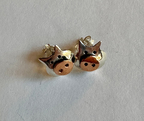 COPPER & SILVER PIGGY STUD Earrings