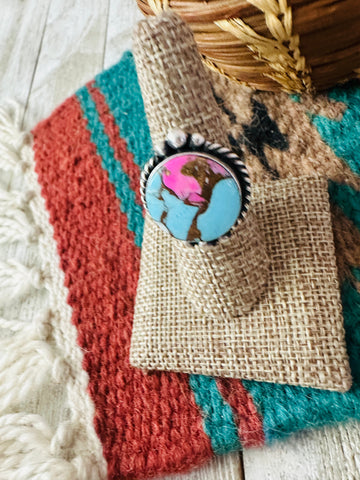 Navajo Sterling Silver & Cotton Candy Adjustable Ring