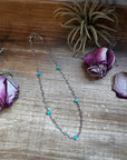 Sleeping Beauty Turquoise Necklace – Silver-Plated Paperclip Chain – Handmade by The Bijoux FAB – 15"