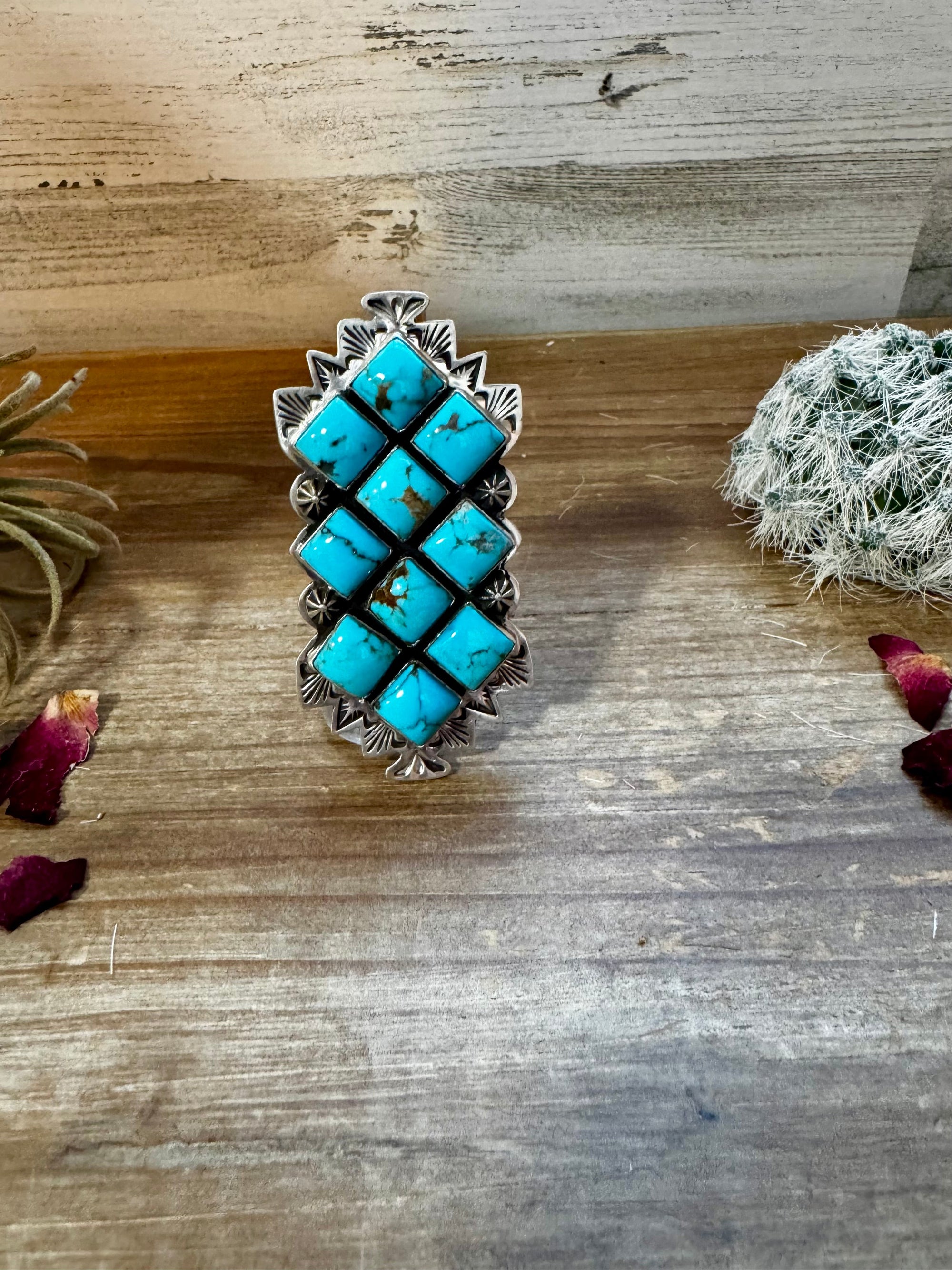 Big Ring - 9- kingman turquoise ring and sterling silver