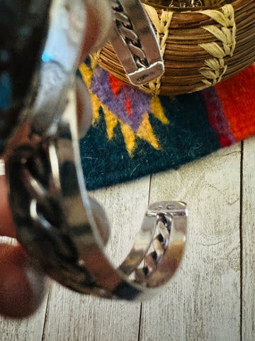 Navajo Sterling Silver & Golden Hills Turquoise Cuff Bracelet