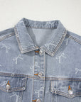 Denim Bow Light Wash Raw Hem Jacket
