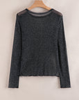 Serenity Metallic Glitter Mesh Long Sleeve Top