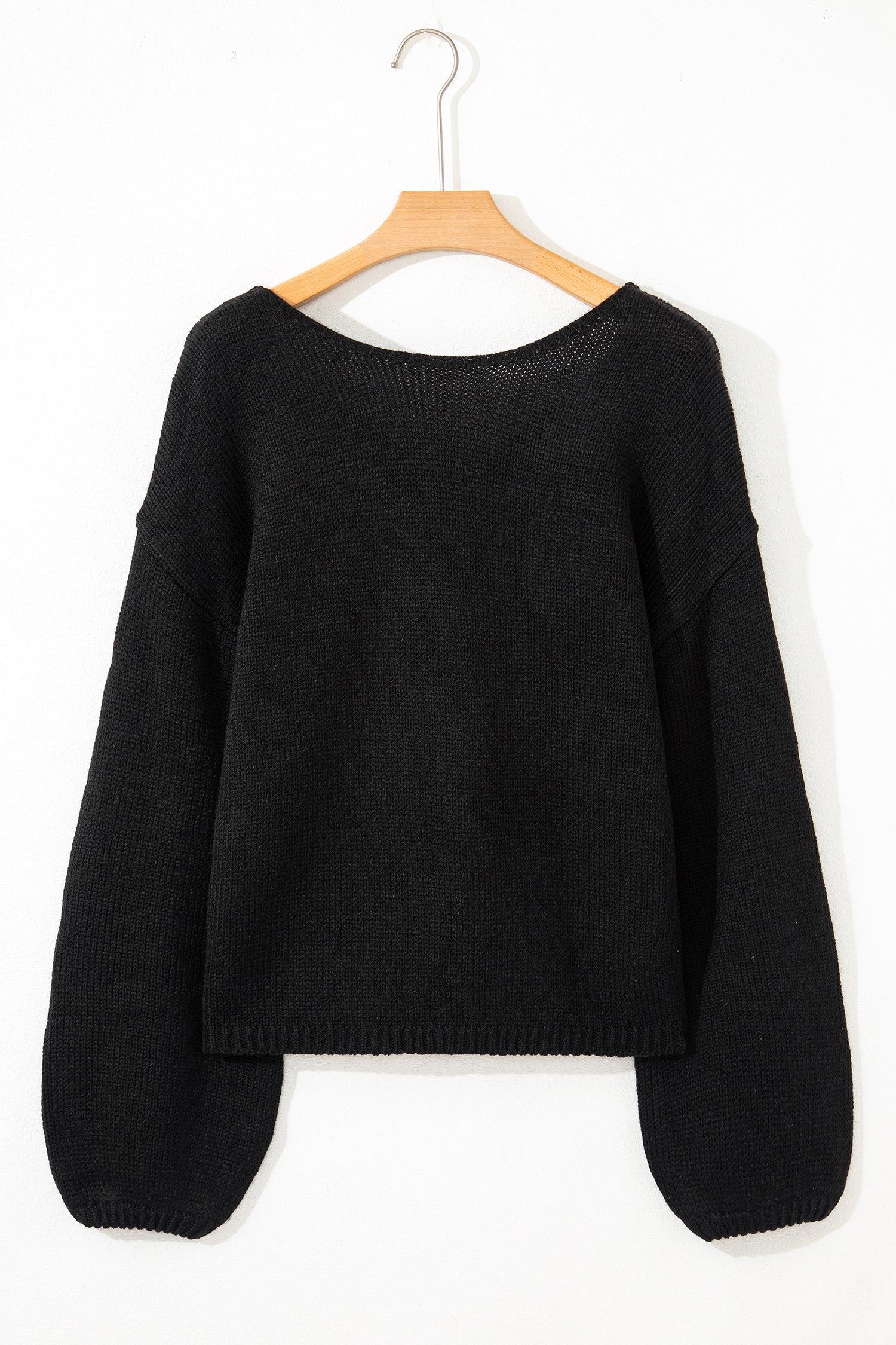 Bow Tie Backless Bubble Sleeve Sweater