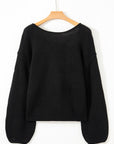 Bow Tie Backless Bubble Sleeve Sweater