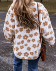 Floral Button-Up Fleece Pocketed Jacket