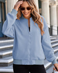 Nylah Stand Zipper Bomber Jacket