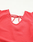 Janelle V Neck Ruffle Sleeve Loose Top