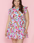 Lenora Ruffled Cap Sleeve Plus Size Mini Dress