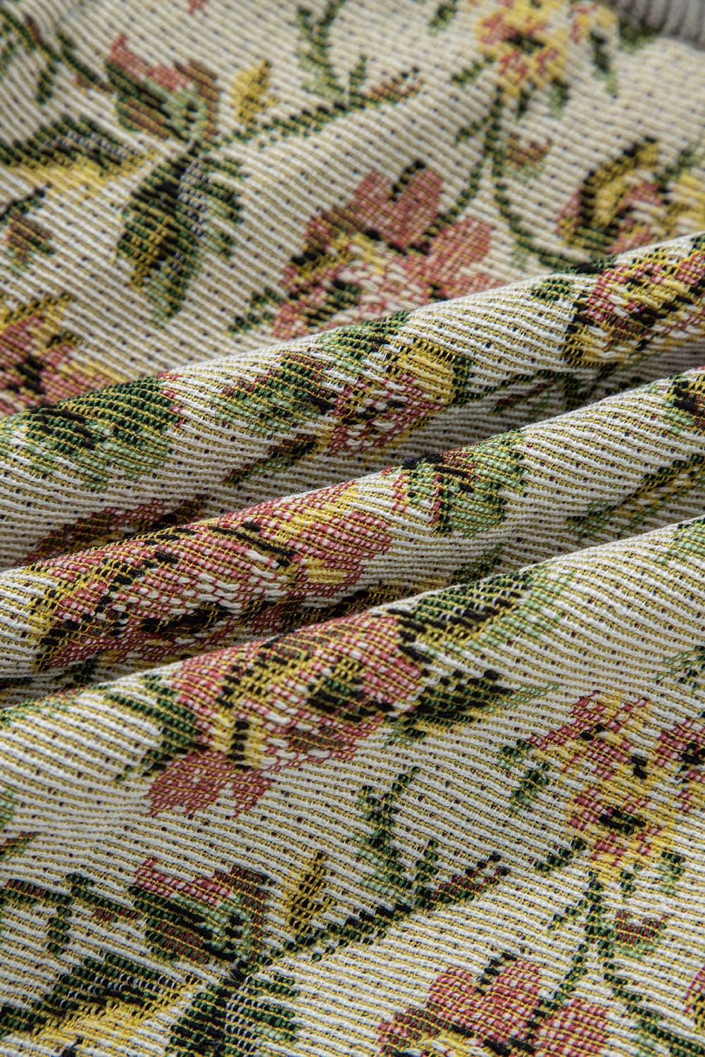 Floral Patchwork Ribbed Corduroy Shirt Jacket