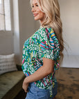 Ellianna Geometric Puff Sleeve Blouse