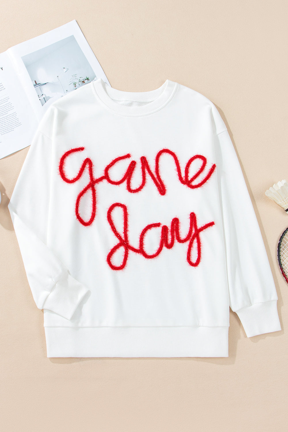 GAME DAY Tinsel Drop Shoulder Sweatshirt