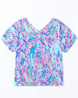 Floral Short Sleeve V-Neck Tee