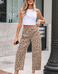Leopard High Waist Straight Jeans