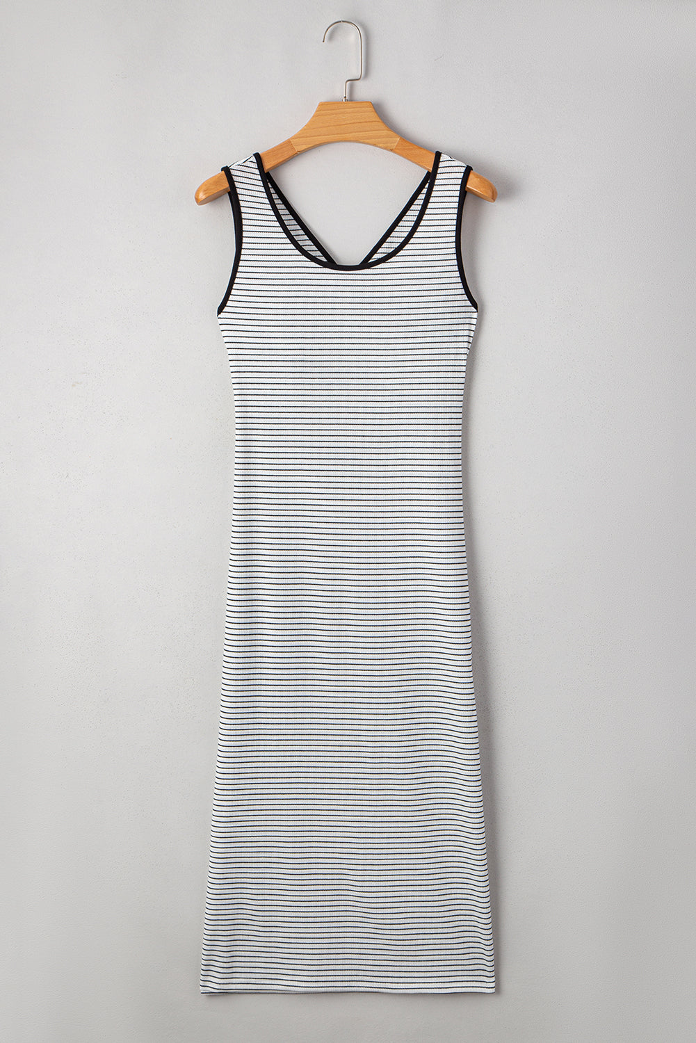 Hana Stripe Criss Cross Slim Fit Midi Dress