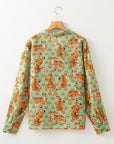 Tiger Floral Collared V-Neck Shirt