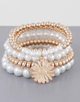 Pearl Beaded Sunflower Bracelet