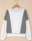 Stripe Colorblock Patchwork Contrast Stitch Sweatshirt