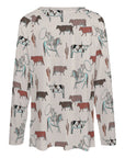 Baha Ranch Western Cow Cattle Long Sleeve Top