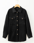 Solid Corduroy Button-Up Pocketed Shacket