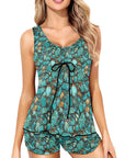All Turquoise Tankini & Boy Shorts Swim Set