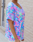 Floral Short Sleeve V-Neck Tee