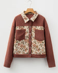 Floral Patchwork Ribbed Corduroy Shirt Jacket