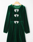 Bow Velvet High Waist Mini Dress
