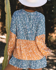 Cecilia Floral Ruffled Hem Round Neck Blouse