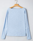 Solid Batwing Long Sleeve Top
