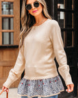 Mary Cable Texture Bohemian Ruffle Hem Sweater