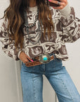 Western Bows & Horseshoes Long Sleeve Sweater