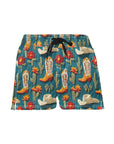 Women's Cactus Cowgirl Boot Beach Board Shorts
