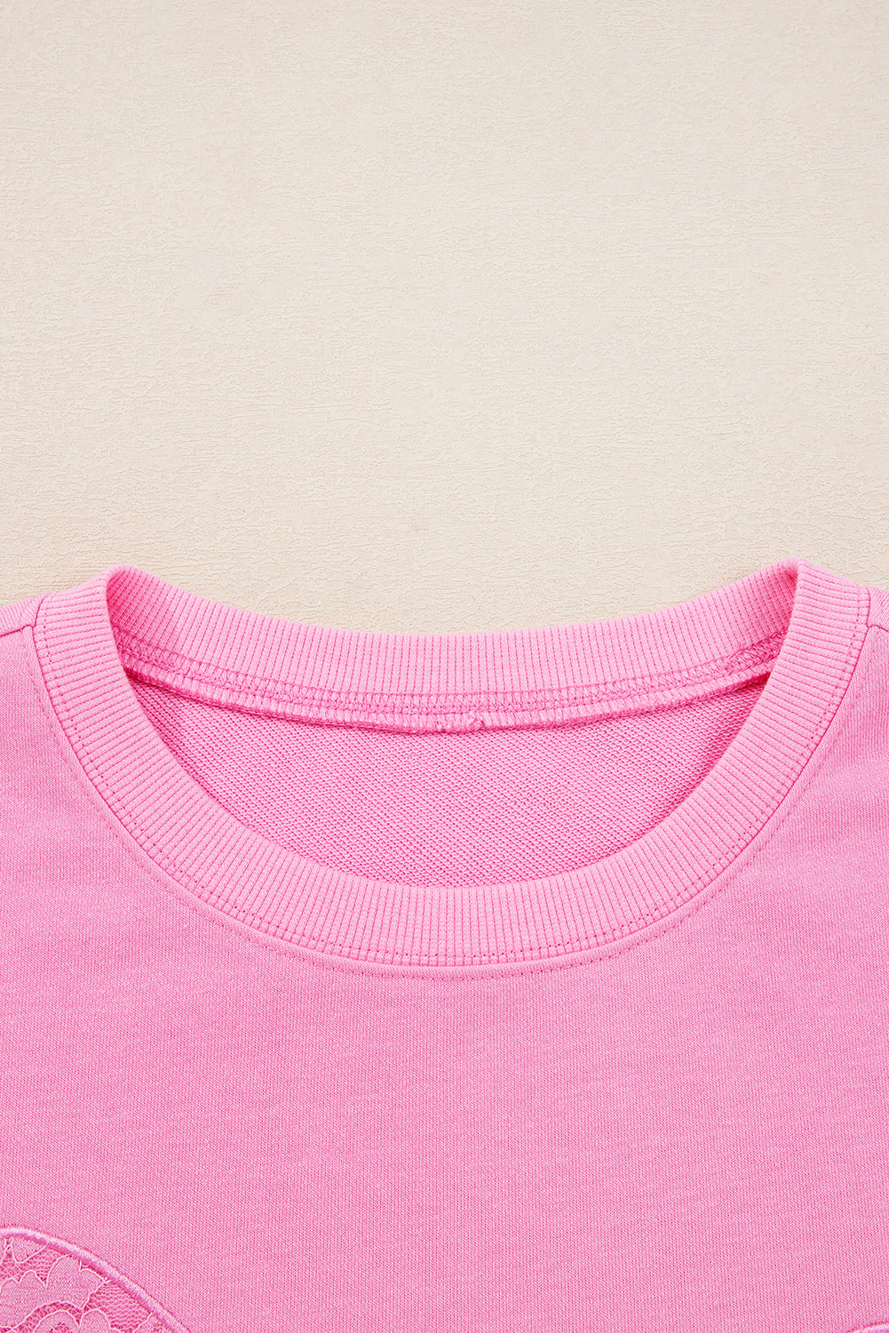 Plus Size Bow Lace Embroidered Dolman Sleeve Sweatshirt