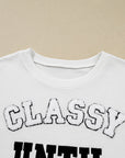 CLASSY UNTIL KICKOFF Patch Game Day Sweatshirt