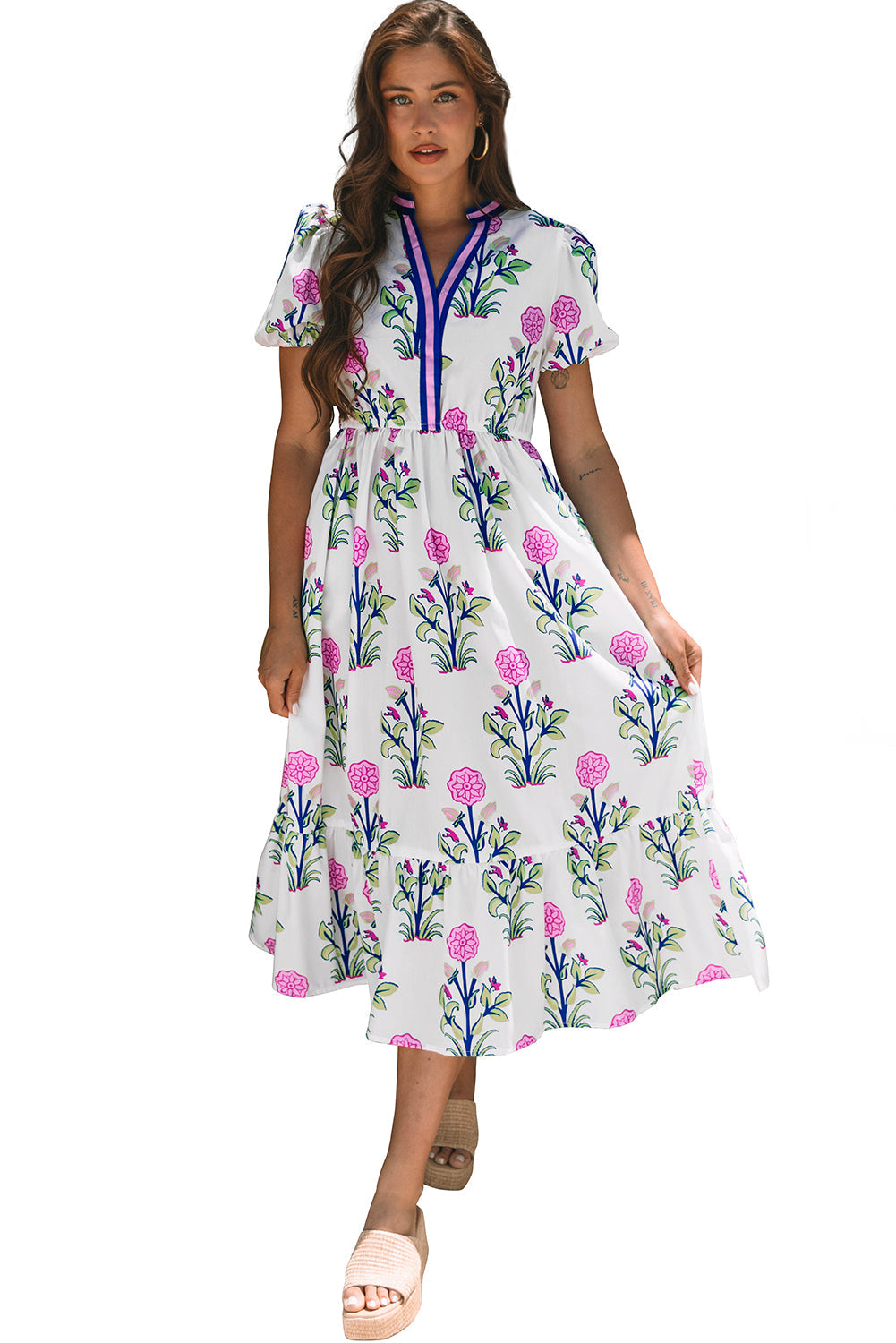 Blue Ruffle Hem Country Dress