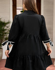 Plus Size Colorblock Knot Cuff Mini Dress