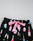 Christmas Wine Glass Bow Knot Pajama Set