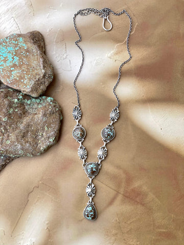 Handmade Number 8 Turquoise & Sterling Silver Lariat Necklace