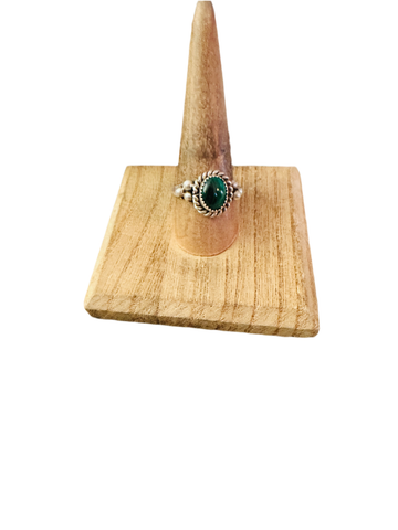 Navajo Malachite & Sterling Silver Ring Size 8.5