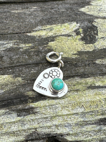 Sterling Silver and Turquoise Garden Heart Charm