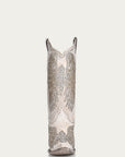 A3571 - WOMEN'S GLITTER INLAY CROSS AND WINGS EMBROIDERY WHITE SNIP TOE COWBOY BOOT