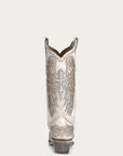 A3571 - WOMEN'S GLITTER INLAY CROSS AND WINGS EMBROIDERY WHITE SNIP TOE COWBOY BOOT